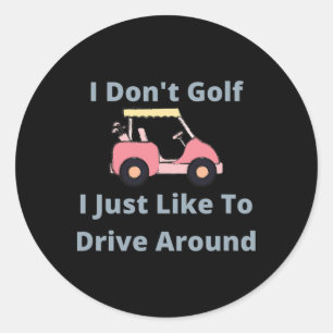 Adesivo Redondo Golfe Engraçado Presente No Carrinho De Golfe Pret