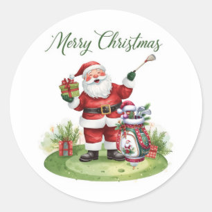 Adesivo Redondo Golfe Feliz Natal com golfe de Papai Noel