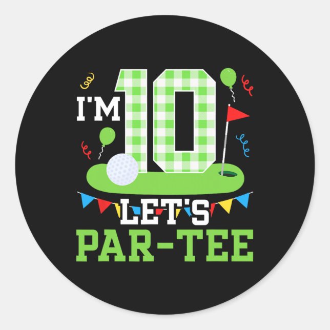 Adesivo Redondo Golfe Festa de aniversário 10 - Golfe 10 anos (Frente)