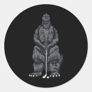 Adesivo Redondo Golfe Filme Japonês Dinossauro Monstro Golfe