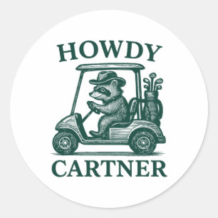 Adesivo Redondo Golfe Funny Raccoon Para Homens E Mulheres Golfer