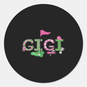 Adesivo Redondo Golfe Gigi Nk Buraco Em Um Golfe Menina De 1º Aniv
