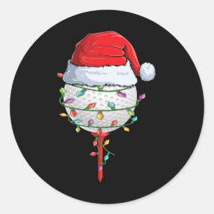 Adesivo Redondo Golfe Natal Pajama Divertido Feriado Golf Ball San