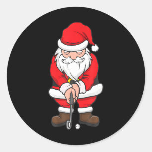 Adesivo Redondo Golfe Natal Papai Noel Nadando Golfe Engraçado