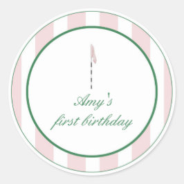 Adesivo Redondo Golfe Rosa, Obrigado, Pinheiros