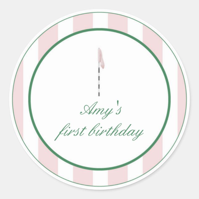 Adesivo Redondo Golfe Rosa, Obrigado, Pinheiros (Frente)