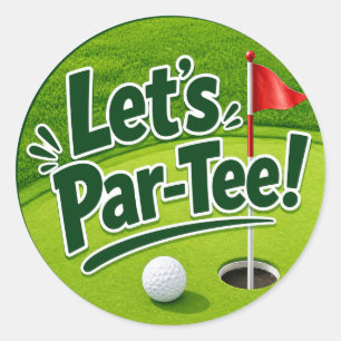 Adesivo Redondo Golfe Vamos Par tee com bandeira de golfe em verde
