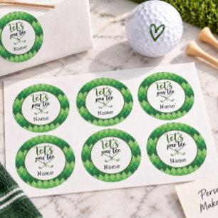 Adesivo Redondo Golfe Vamos Par Tee para a Festa de Golfista