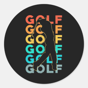 Adesivo Redondo Golfer Retro