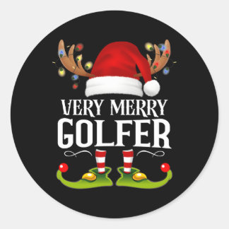Adesivo Redondo Golfer X-Mas Muito Feliz