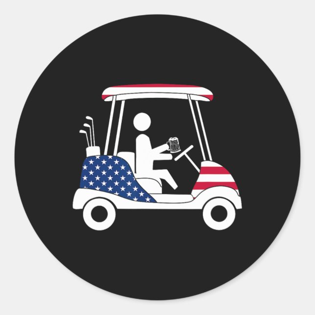 Adesivo Redondo Golfing Beer Drinker Estados Unidos Bandeira Ameri (Frente)