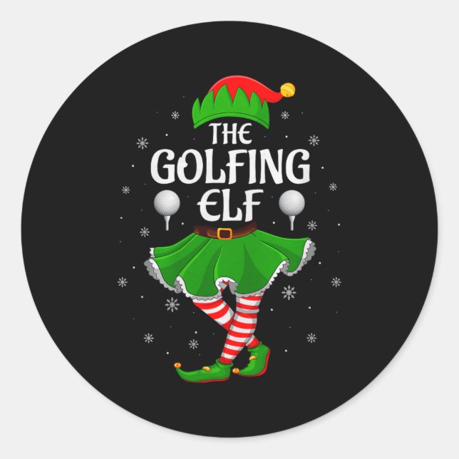 Adesivo Redondo Golfing Elf Christmas Family Girls Women Elf Squad (Frente)