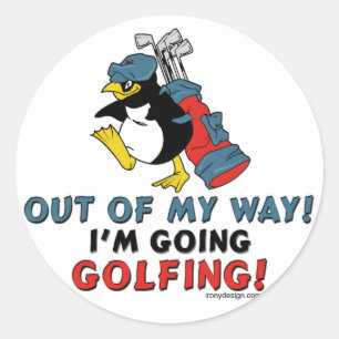 Adesivo Redondo Golfing Penguin
