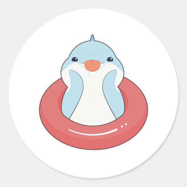 Adesivo Redondo Golfinho com anel de Natação (Frente)