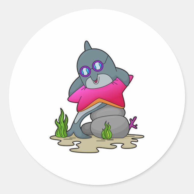 Adesivo Redondo Golfinho com Óculos (Frente)