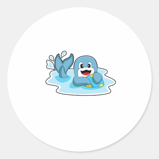 Adesivo Redondo Golfinho com polo aquático (Frente)