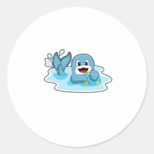 Adesivo Redondo Golfinho com polo aquático