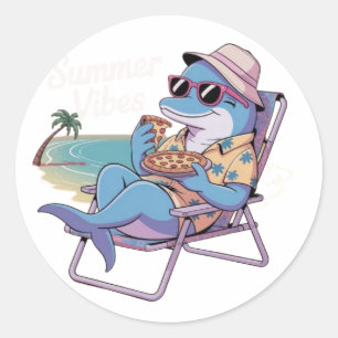 Adesivo Redondo Golfinho come pizza