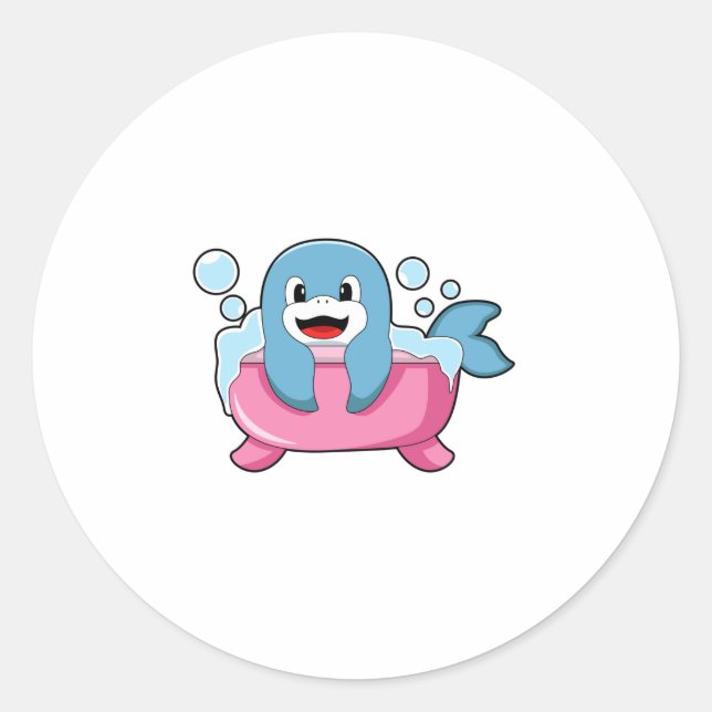 Adesivo Redondo Golfinho na Banheira (Frente)