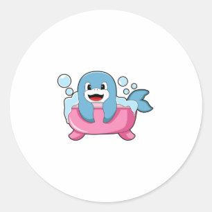 Adesivo Redondo Golfinho na Banheira