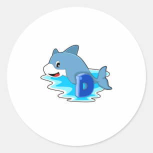 Adesivo Redondo Golfinho Nadando com Letra