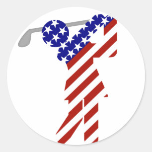 Adesivo Redondo Golfista de Todas as Mulheres Americanas