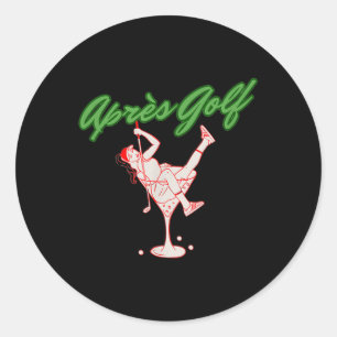 Adesivo Redondo Golfista Engraçado Apres Golfe Retro Rapariga Golf
