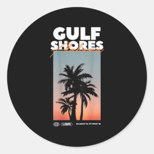 Adesivo Redondo Golfo - Alabama Summer Palm Vacing Usa