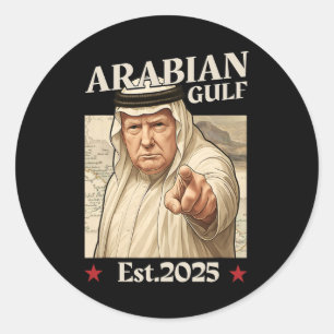 Adesivo Redondo Golfo Arábico Trump 2025 - Golfo Trump Engraçado D