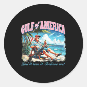 Adesivo Redondo Golfo Da América Americana Trump Você Vai Amar Acr