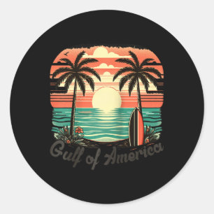 Adesivo Redondo Golfo Da América Americana Vintage Beach Americas