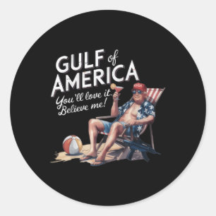 Adesivo Redondo Golfo Da América Eua Funny Trump Usa Beach