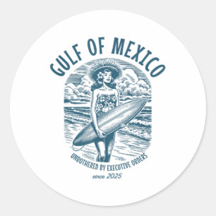 Adesivo Redondo Golfo De Retro-Verão Do México, Forever Beach Golf
