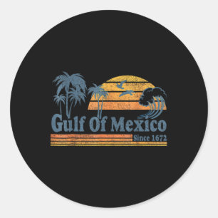 Adesivo Redondo Golfo Do México Desde 1672 Retro Vintage Praia