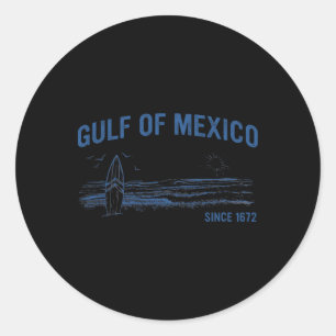 Adesivo Redondo Golfo Do México Desde 1672 Vintage Beach Surfing S