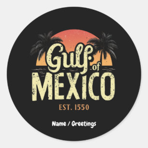 Adesivo Redondo Golfo do México est. 1550 Retro Beach Vibe Vintage