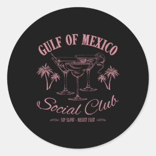 Adesivo Redondo Golfo Do México - Estilo Vintage Cocktai
