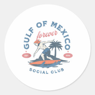 Adesivo Redondo Golfo Do México Forever Social Club Surfer Beach G