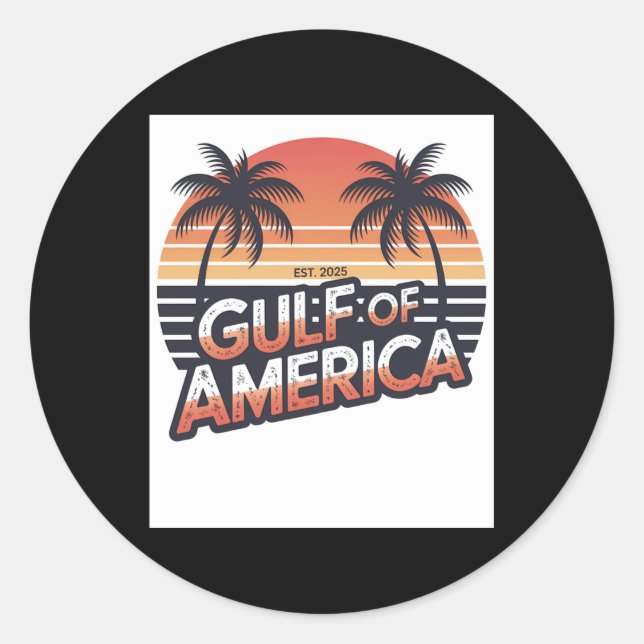 Adesivo Redondo Golfo Dos Eua América 2025 Bandeira Retroamericana (Frente)