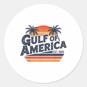 Adesivo Redondo Golfo Dos Eua América 2025 Vintage Retro-American