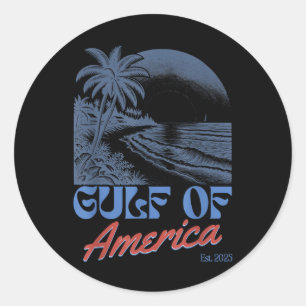 Adesivo Redondo Golfo Dos Eua América Leste 2025 Retro Vintage Bea