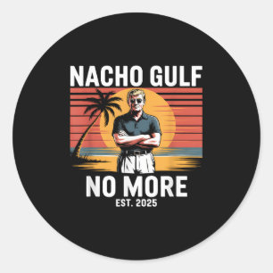 Adesivo Redondo Golfo Nacho Não Mais Férias Engraçadas Trump 2025