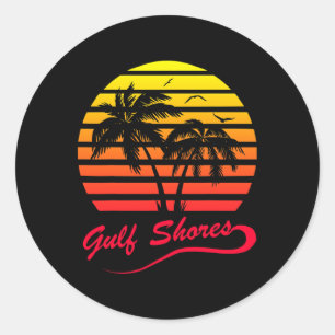 Adesivo Redondo Golfo Pérsico Albânia 80s Summer Beach Palm Tree S