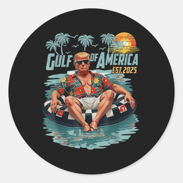 Adesivo Redondo Golfo Retro Da América Do Eua No Leste De 2025 Gol (Frente)