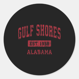 Adesivo Redondo Golfo Shores Alabama Al Vintage Esporte Design Ver