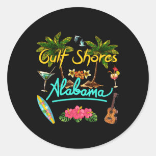 Adesivo Redondo Golfo Shores Alabama Beach Summer Palm Sun Set Pal