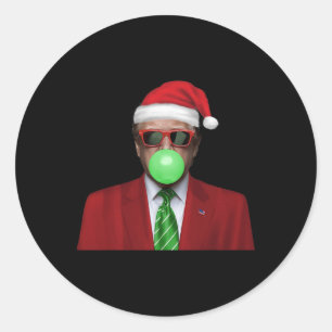 Adesivo Redondo Goma de Mascar Bolha Papai Noel Trump Divertido Fa