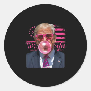 Adesivo Redondo Goma de Mascar Rosa Engraçada Donald Trump 4 de Ju