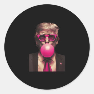 Adesivo Redondo Goma de Mascar Trump Engraçada