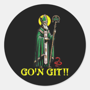 Adesivo Redondo G'on Git Funny Dia de São Patrício Shamrock St Pat